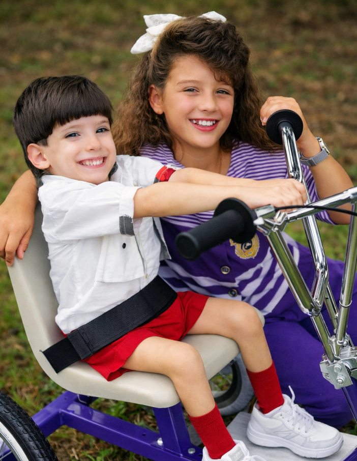 happy children using a bike