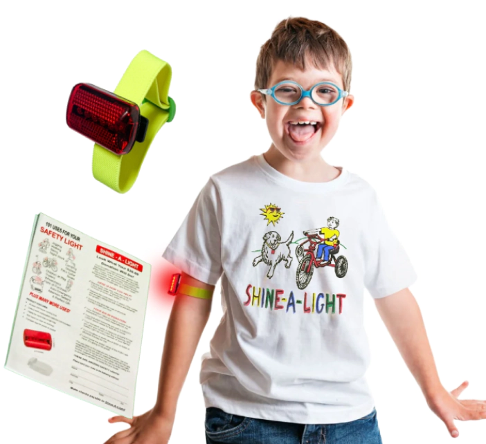 happy kid wearing safety light